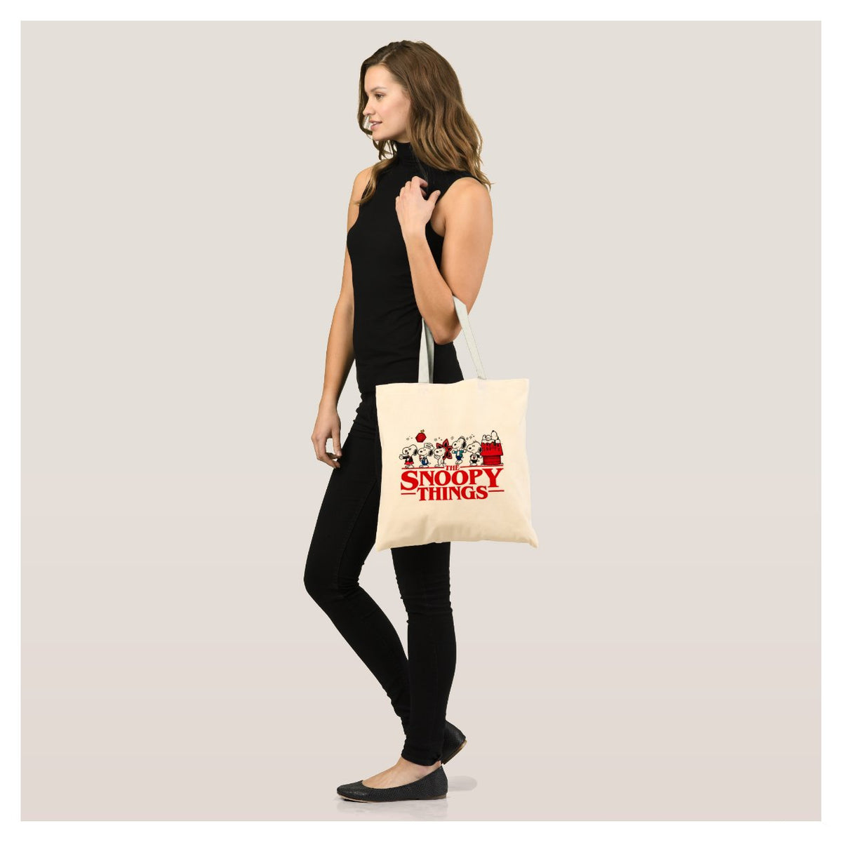 Bolsa tote "The Snoopy Things" con diseño parodia de Stranger Things - 35x40 cm