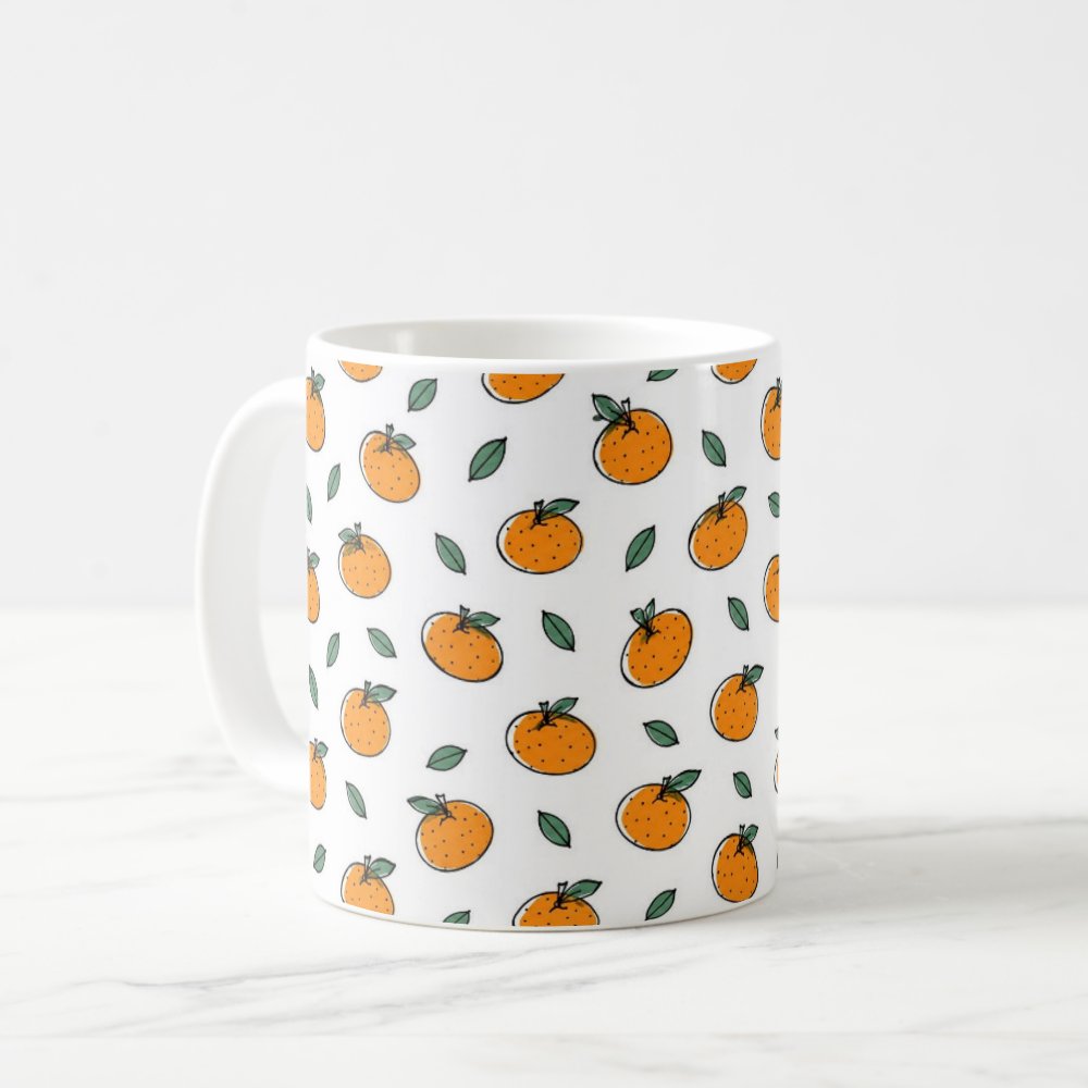 Taza Mandarinas Ilustración Minimalista Garabato Temporada - 325ml