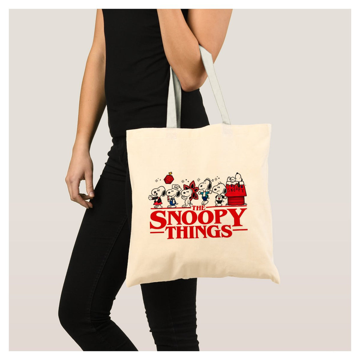 Bolsa tote "The Snoopy Things" con diseño parodia de Stranger Things - 35x40 cm