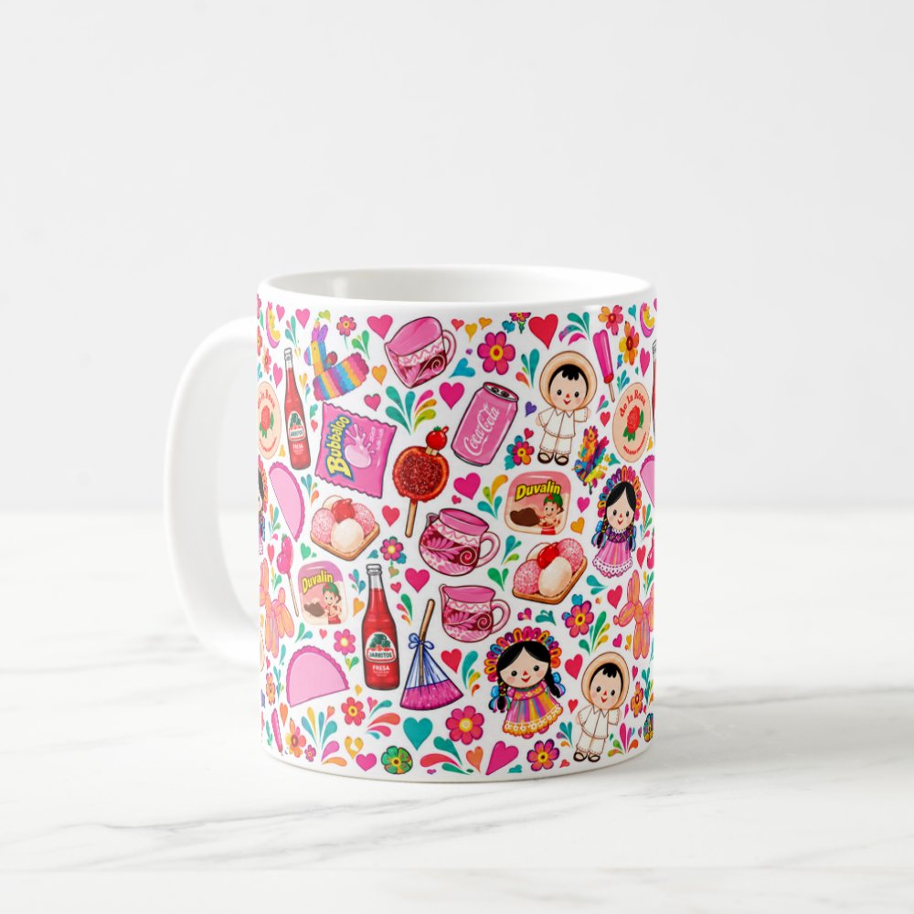 Taza 325 ml - "¡Fiesta Rosa! Dulces y Tradición Mexicana"
