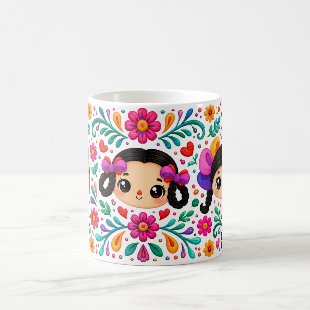 Taza 325 ml - "Muñecas Mexicanas: Tradición y Color"