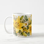 Taza Flores Amarillas 21 de Septiembre Lirios Lisiantus y Eucalipto - 325 ml