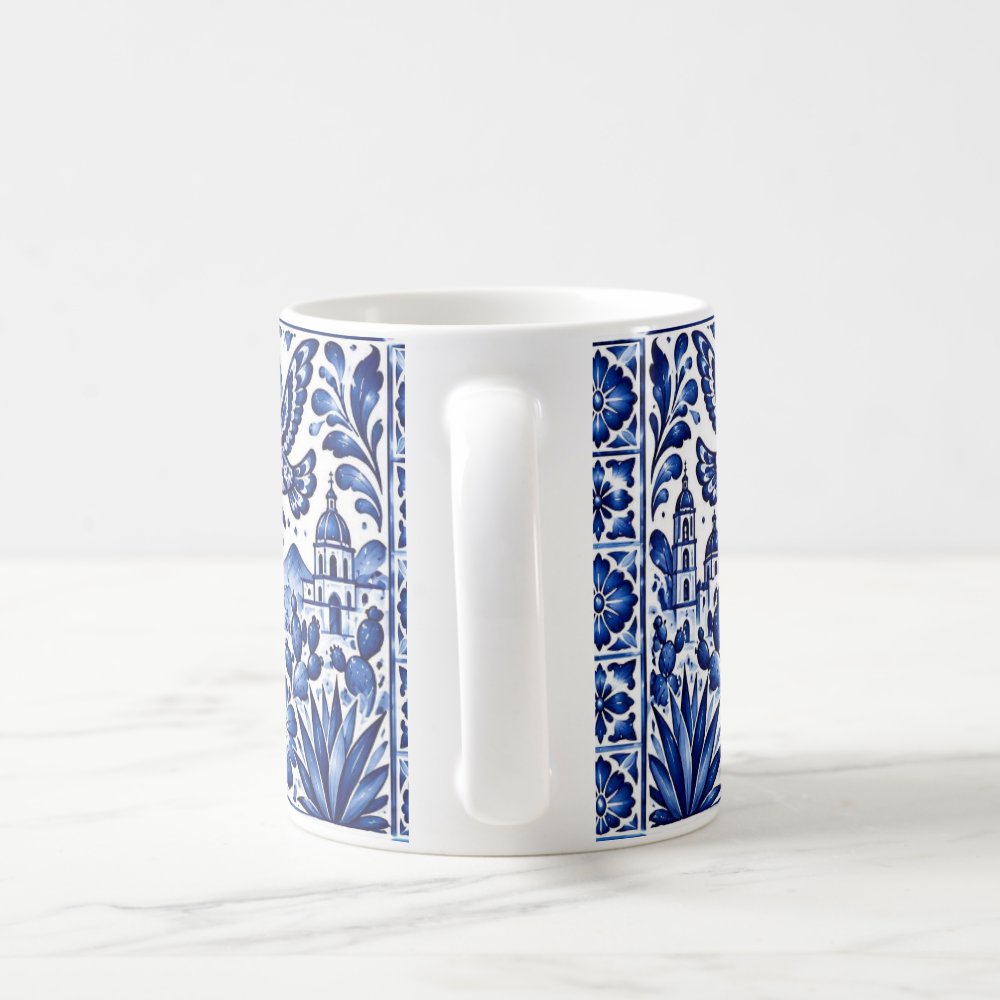 Taza 325 ml - "Mexico Estilo Talavera Azul Colibries"