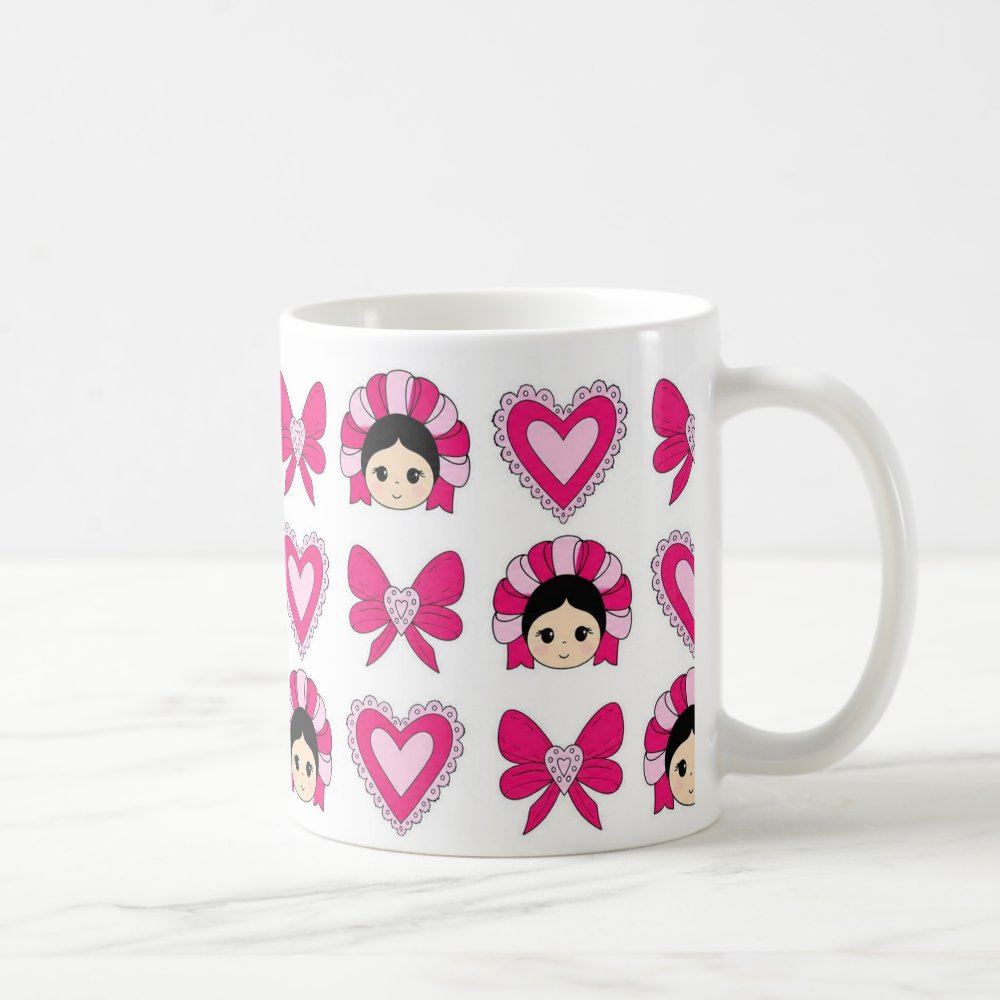 Taza 325 ml - "Colección Muñecas y Amor Rosa"